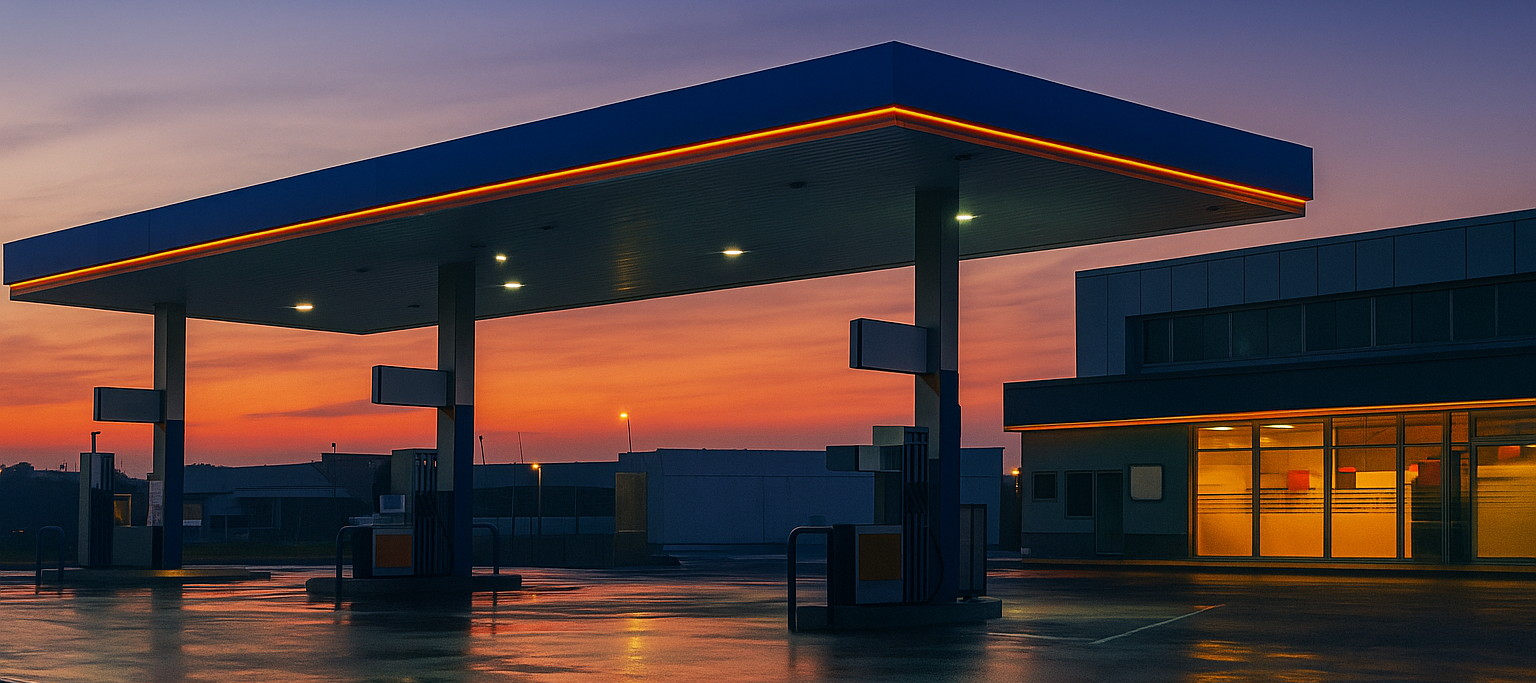 Software Petros em um posto de combustível